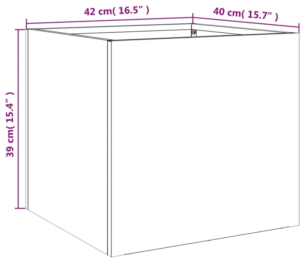 Vaso/floreira 42x40x39 cm aço galvanizado prateado