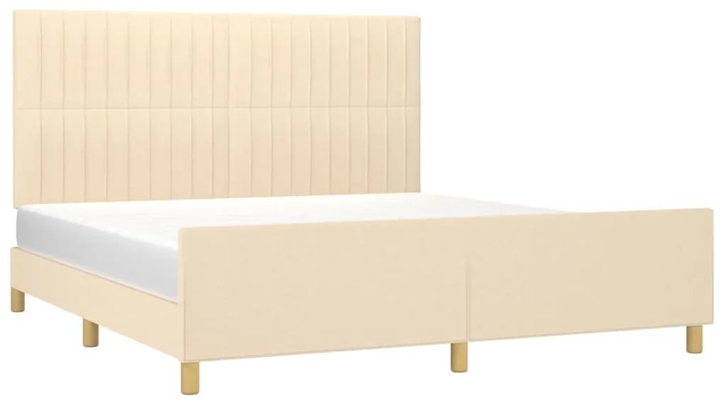 Estrutura de cama sem colchão 160x200 cm tecido cor creme