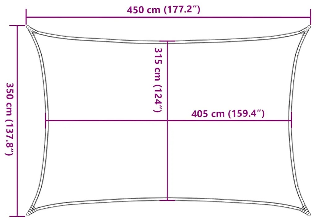 Para-sol estilo vela 160 g/m² 3,5x4,5 m PEAD vermelho