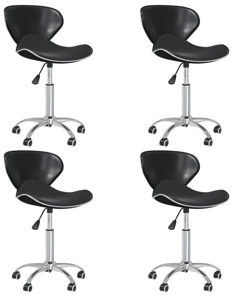 3088606 vidaXL Cadeiras de jantar giratórias 4 pcs couro artificial preto