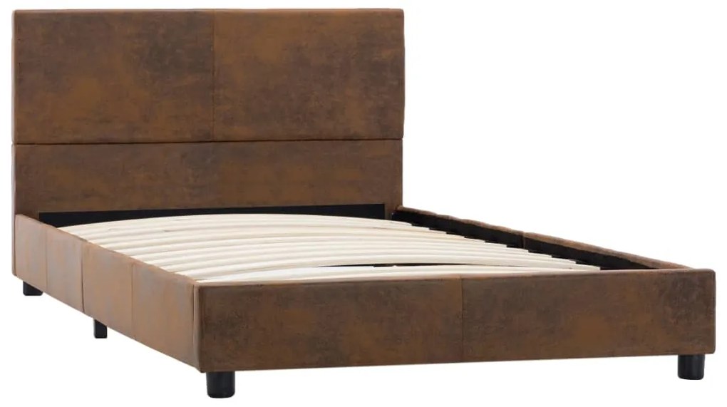 Estrutura de cama 90x200 cm camurça artificial castanho