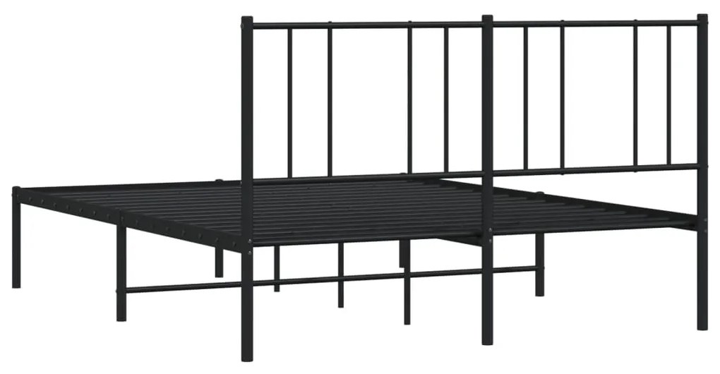 Estrutura de cama em metal com cabeceira 150x200 cm preto