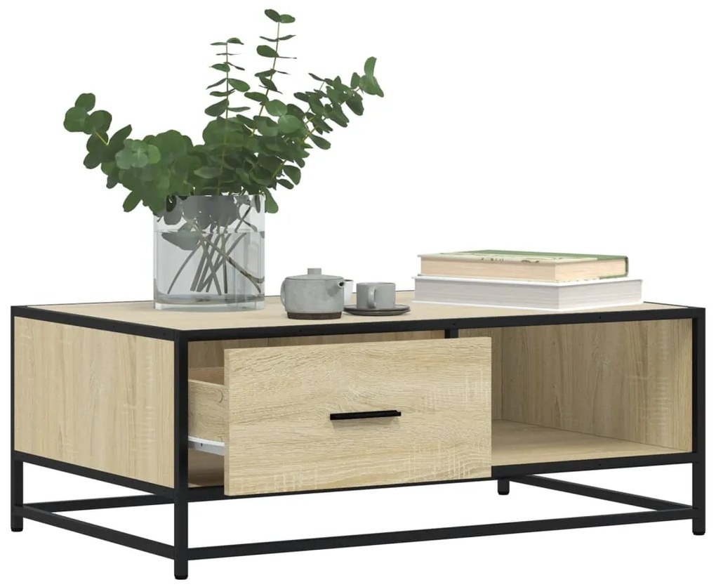 Mesa de centro 90x57x35 cm deriv. madeira/metal carvalho sonoma