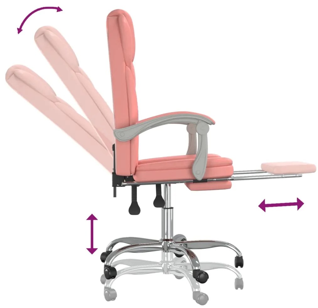 Cadeira de escritório reclinável couro artificial rosa
