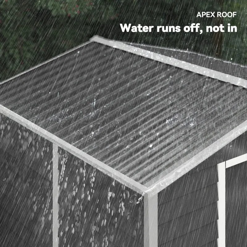 Abrigo de Jardim 4,4 m² 240x206x198 cm Abrigo de Jardim com Porta de Correr e Fechadura Cinza Escuro