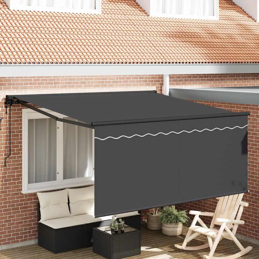 vidaXL Toldo Retrátil Antracite 350 x 250 cm Poliéster e Alumínio