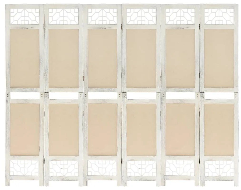 vidaXL Biombo com 6 painéis 210x165 cm tecido cor creme