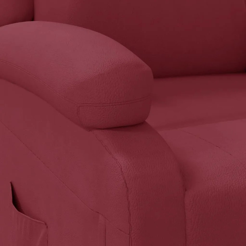 Poltrona reclinável couro artificial vermelho tinto