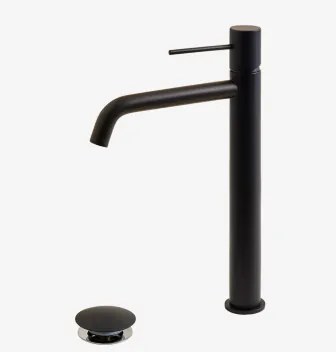 Conjunto De Torneira De Pia De Latão Click-clack E Válvula De Drenagem Orveta Preto Mate & ↑30 Cm & Válvula Com Transbordo - Sklum