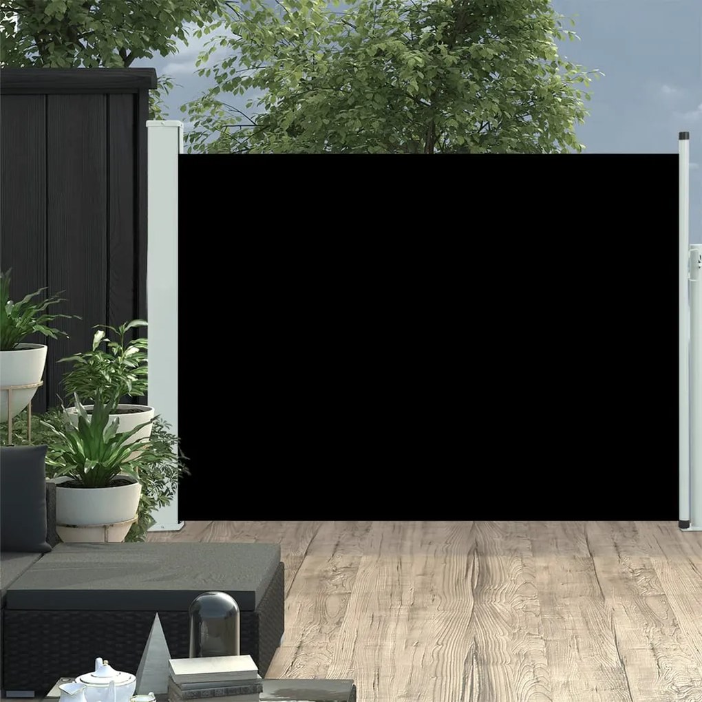 vidaXL Toldo lateral retrátil para pátio 100x500 cm preto