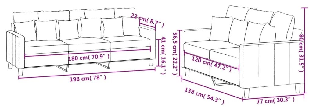 2 pcs conjunto de sofás com almofadões veludo castanho