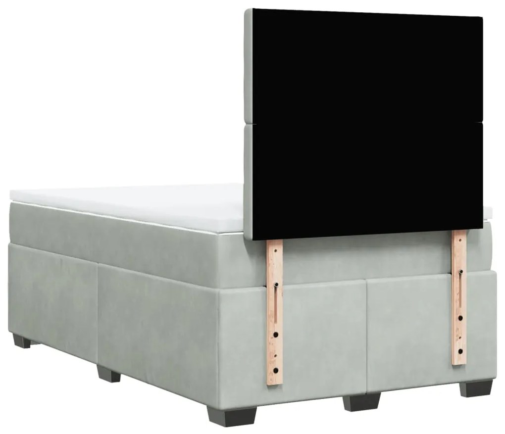 Cama boxspring com colchão 120x190 cm veludo cinzento-claro