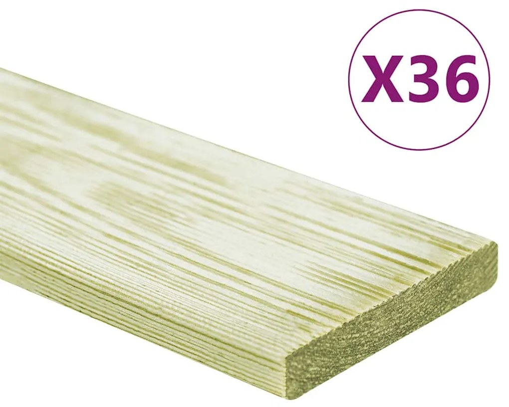 Tábuas de terraço 36 pcs 4,32 m² 1m pinho maciço impregnado