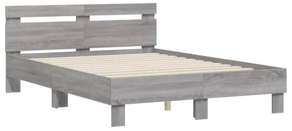Estrutura de cama c/ cabeceira derivados madeira cinza sonoma
