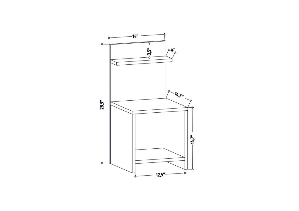 Mesa de Cabeceira Ullman – Branco – 35,6 x 37,4 x 72 cm