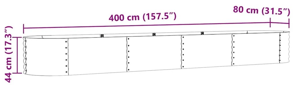 Cama Elevada de Jardim Verde vidaXL 400x80x44 cm em Aço Galvanizado