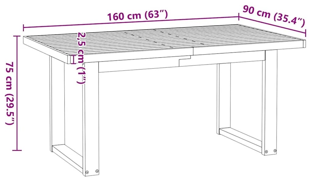 Mesa de jantar NOAIN Pernas em forma U 160x90x75cm pinho maciço