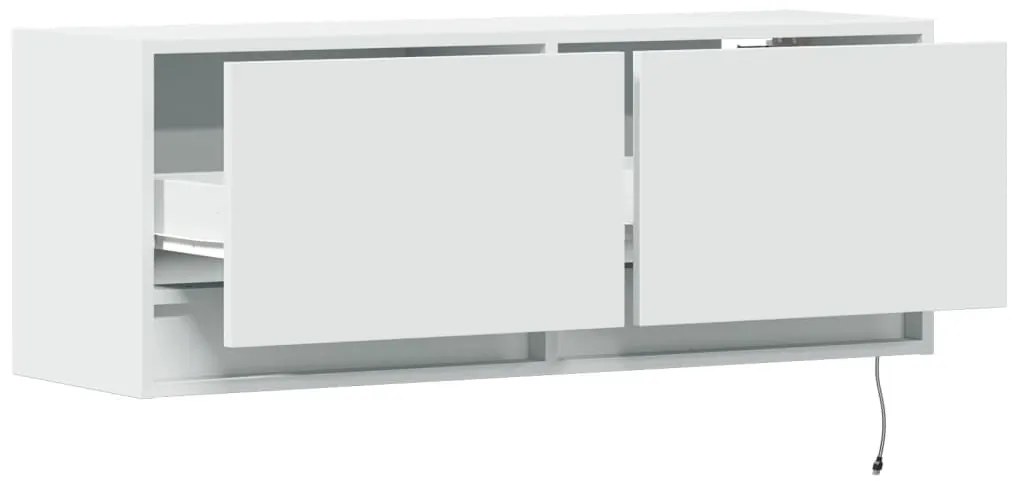 Móvel de parede para TV com luzes LED 100x31x35 cm branco