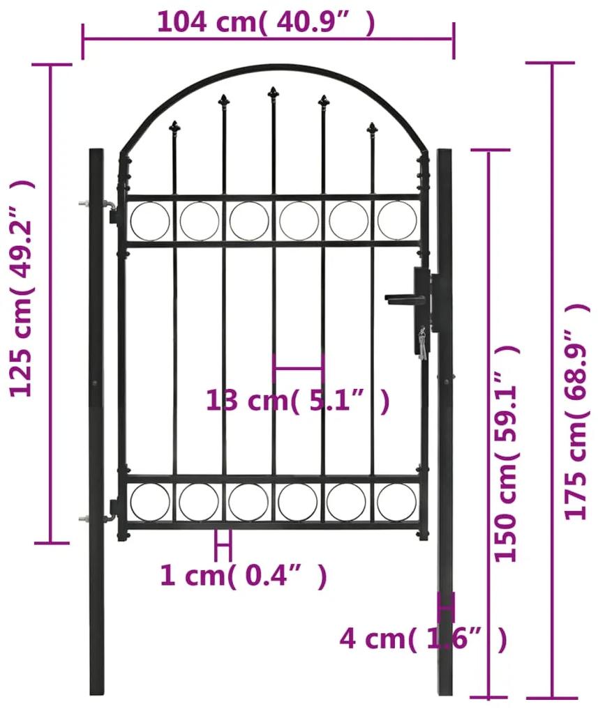 Portão para cerca com topo arqueado 100x125 cm aço preto