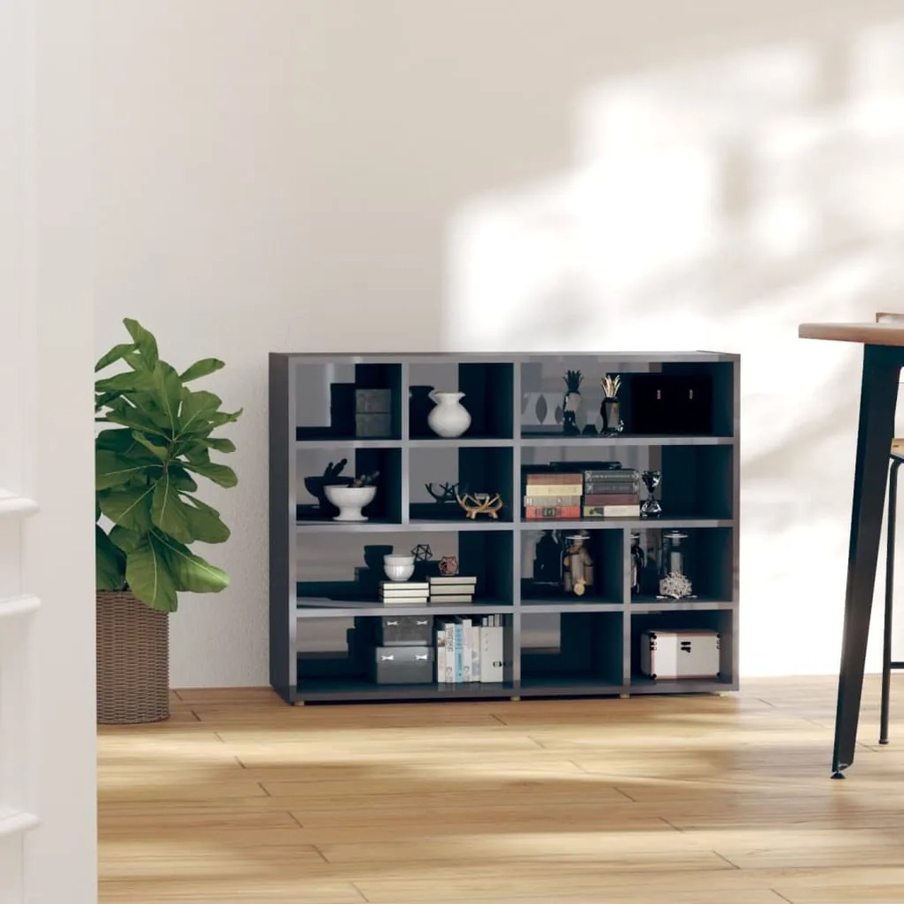 vidaXL Móvel lateral 97x32x72 cm contraplacado cinzento brilhante