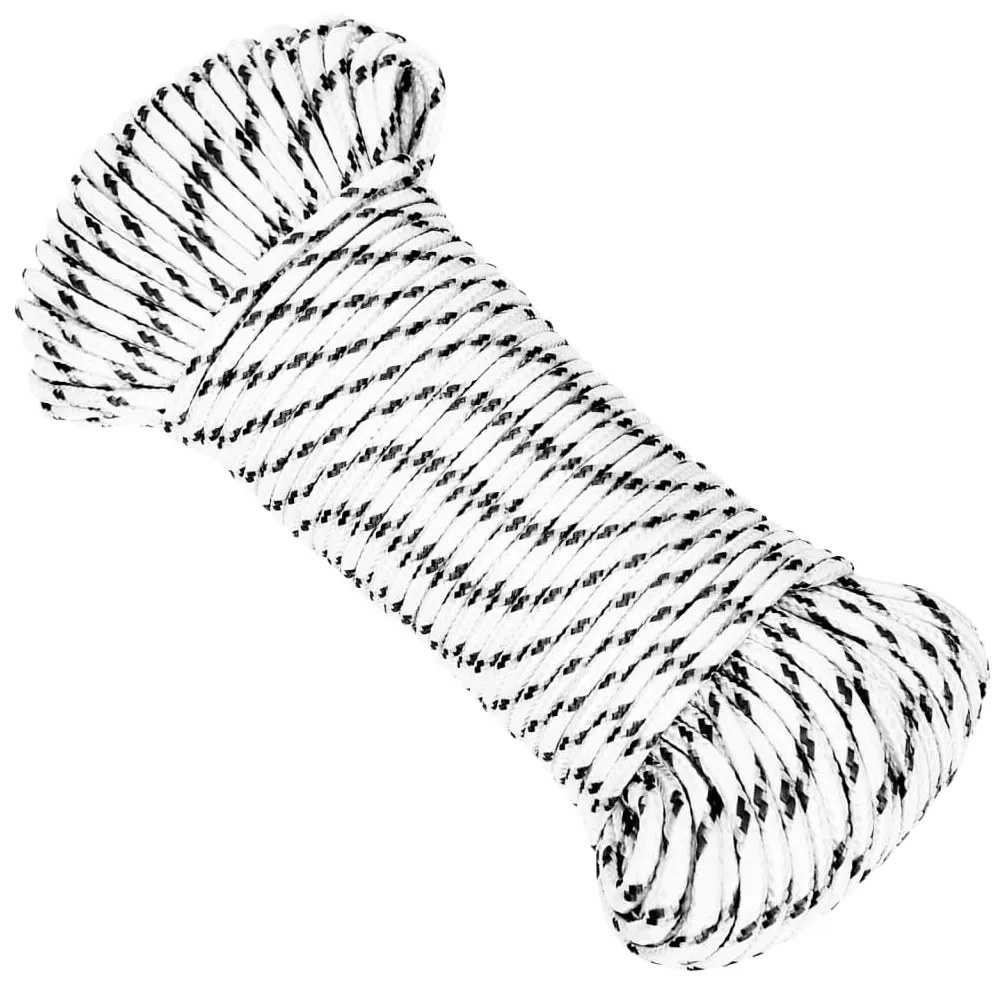 152755 vidaXL Corda entrançada para barco 4 mm x 500 m poliéster branco