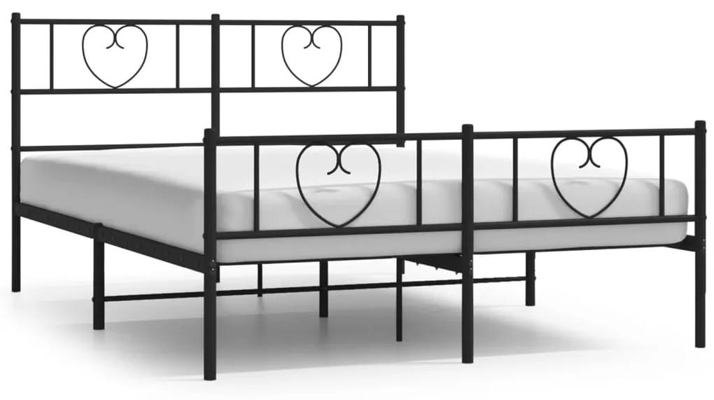 Estrutura de cama com cabeceira e pés 120x200 cm metal preto