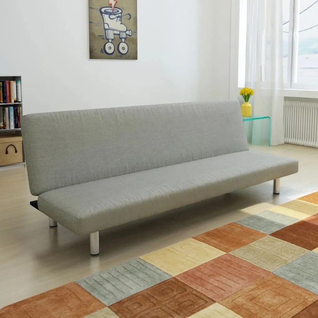 241655 vidaXL Sofá-cama poliéster cinzento