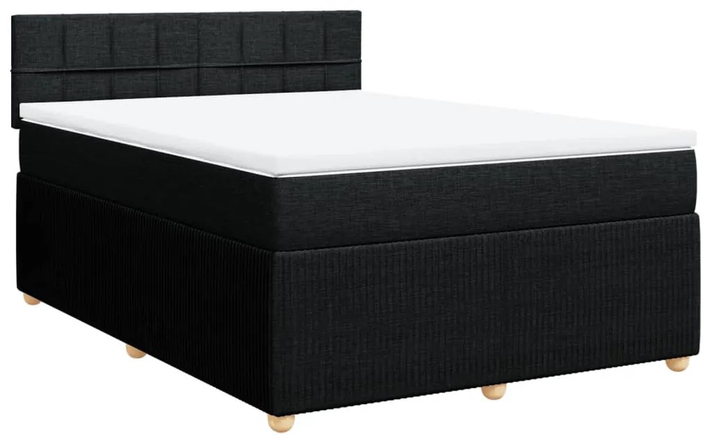 Cama com molas/colchão 140x190 cm tecido preto