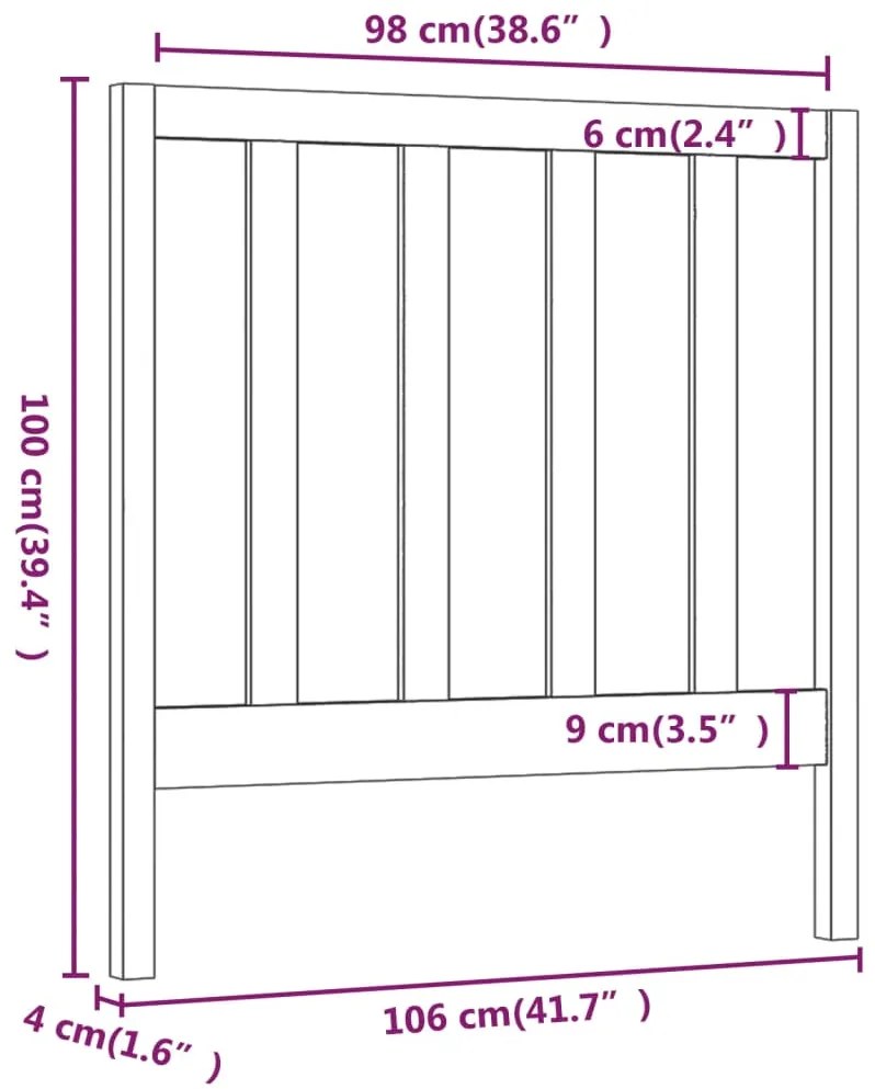 Cabeceira de cama 106x4x100 cm pinho maciço castanho mel