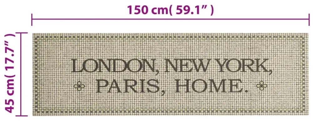 Tapete de cozinha lavável 45x150 cm veludo padrão capital home