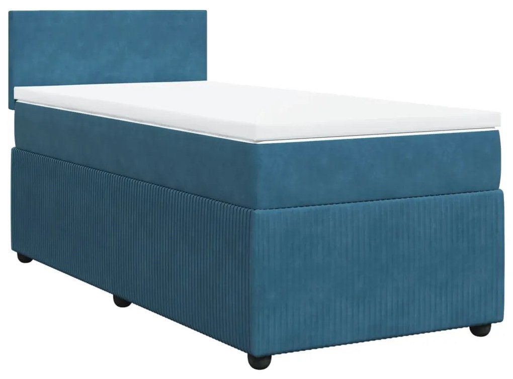 Cama boxspring com colchão 90x200 cm veludo azul