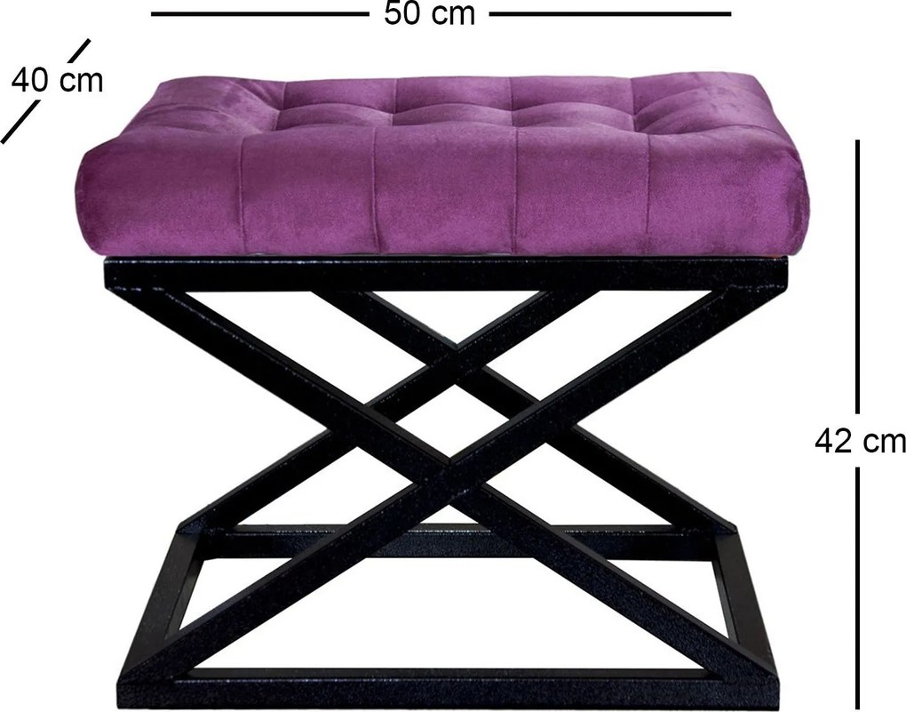 Pouffe Capraz – Preto e Roxo – 50 cm x 42 cm x 40 cm