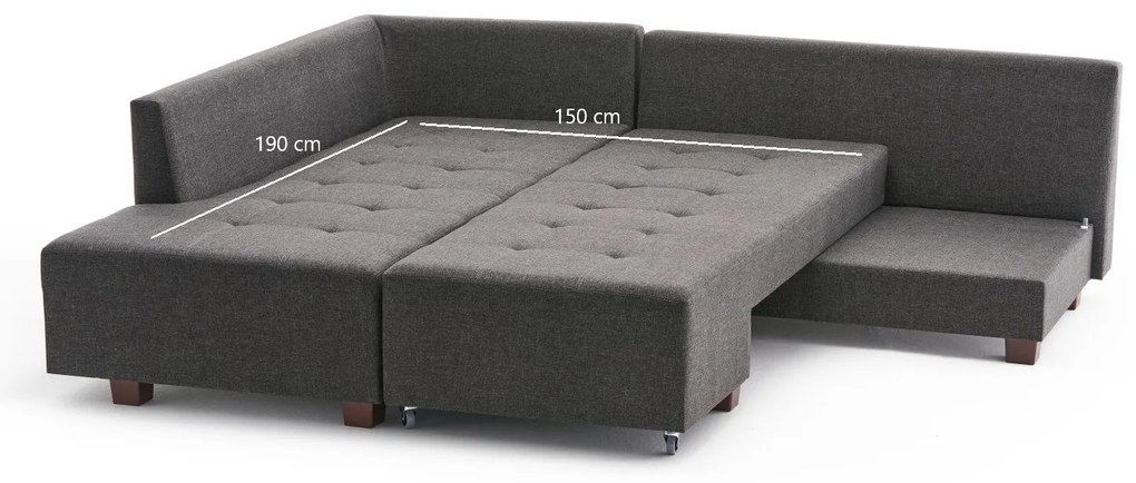 Sofá-Cama de Canto Manama – Antracite – 280x85x206 cm