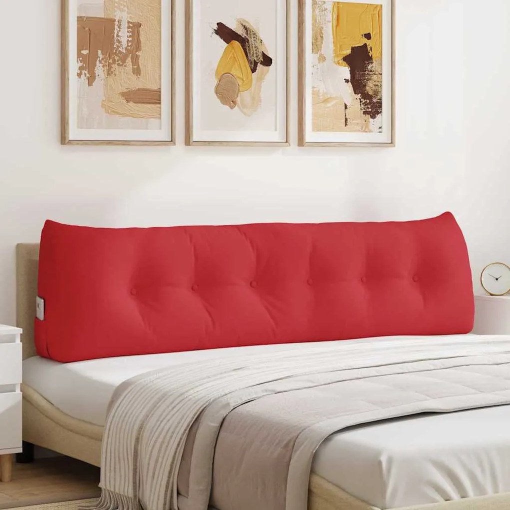 vidaXL Travesseiro para Costas Vermelho 180 x 24 x 50 cm tecido