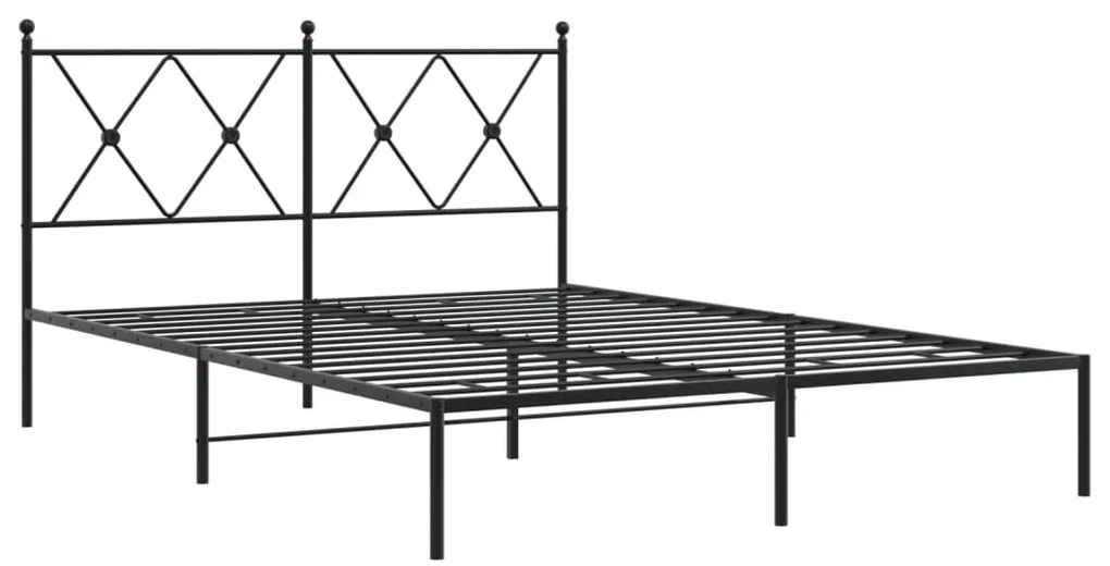 Estrutura de cama com cabeceira 135x190 cm metal preto