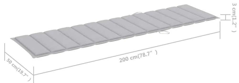 Espreguiçadeiras com mesa e almofadão 2 pcs teca maciça