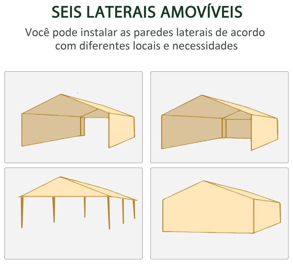 Outsunny Tenda para Festas 6x3 m Tenda Desmontável Exterior com 6 Mosq