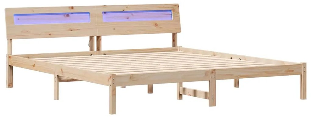 Estrutura da Cama com luzes de tira LED com cabeceira Castanho 180 x 2
