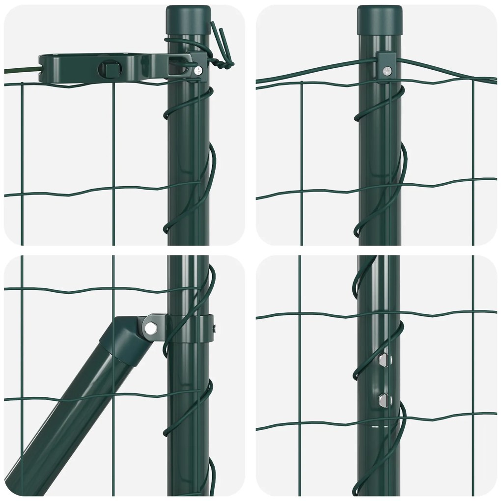 Cerca Euro da com 7 Postes Flangados 1.4x10 m Aço Galvanizado