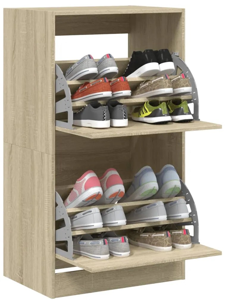 Sapateira c/ 2 gavetas articuladas 60x42x108 cm carvalho sonoma