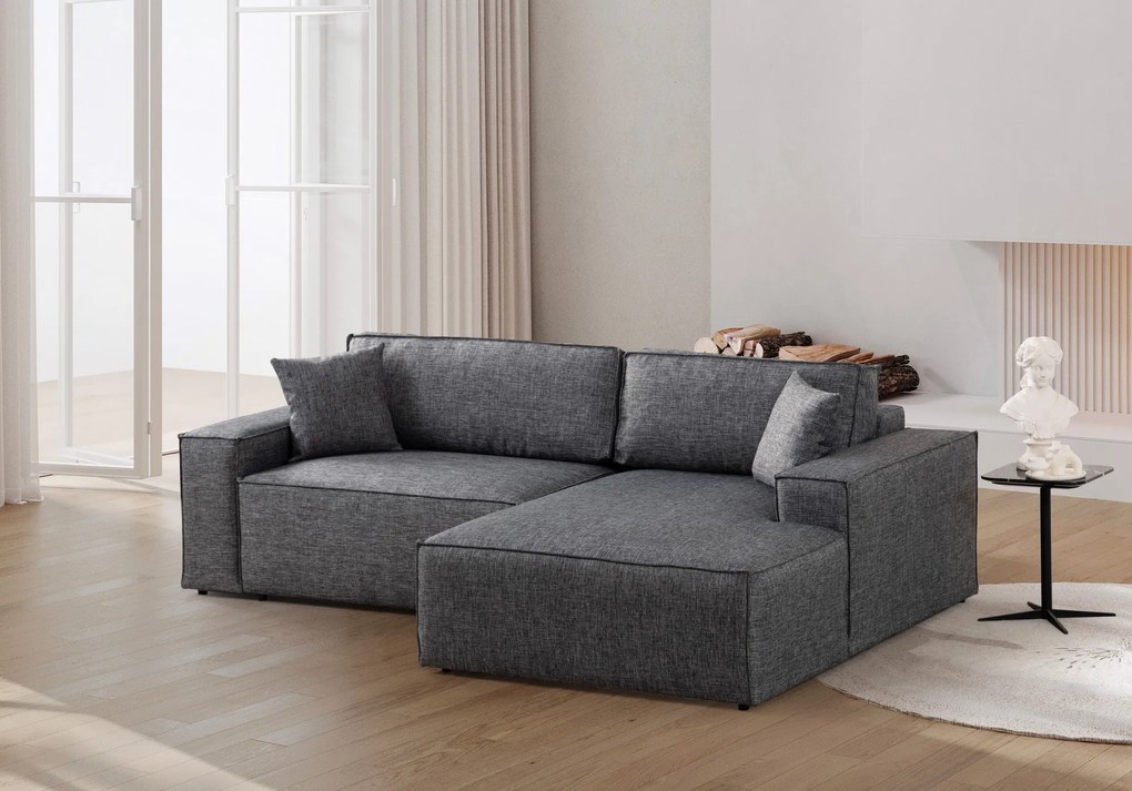 Sofá-Cama de Canto Pırlo – Cinzento Escuro – 260x78x170 cm