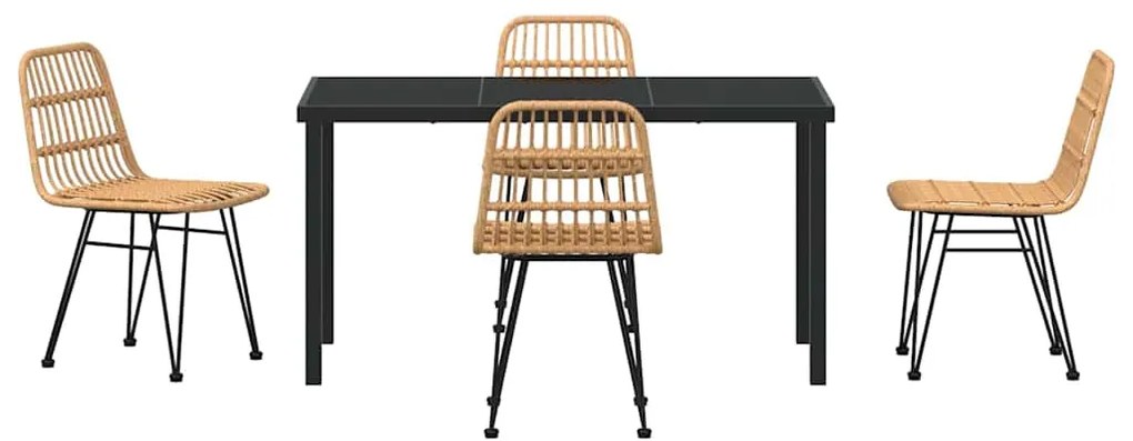 Conjunto de jantar de jardim com 5 peças de rattan de poli, na cor cas
