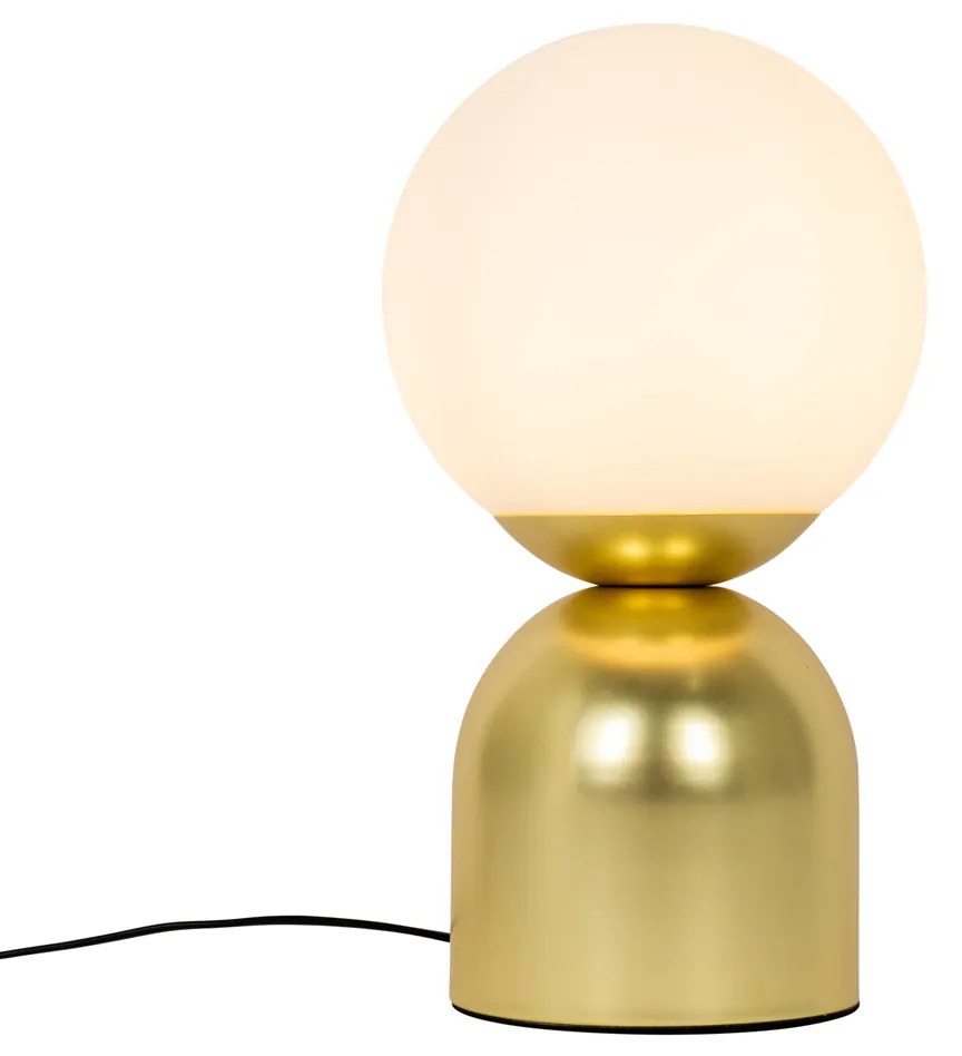 Candeeiro de mesa Hotel Chic dourado com vidro opalino - Pallon Trend Chique de hotel