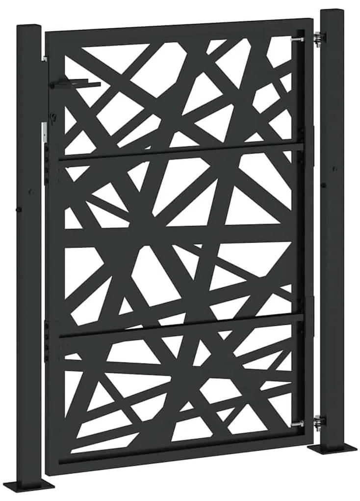 Portão de jardim 105x130 cm preto com luz em aço