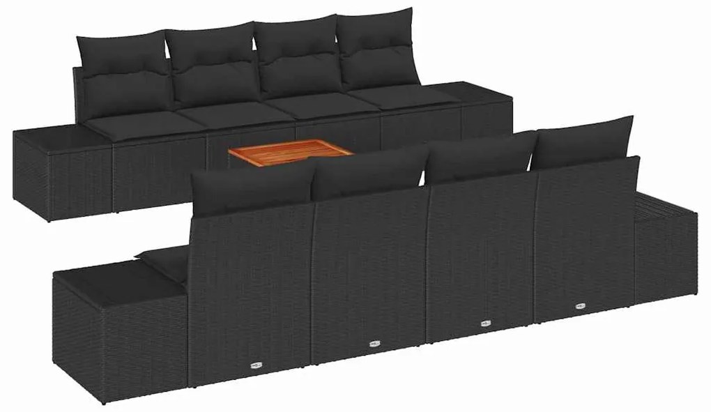 Conjunto de Sofá de Jardim 7 pcs Preto 55 x 55 x 37 cm