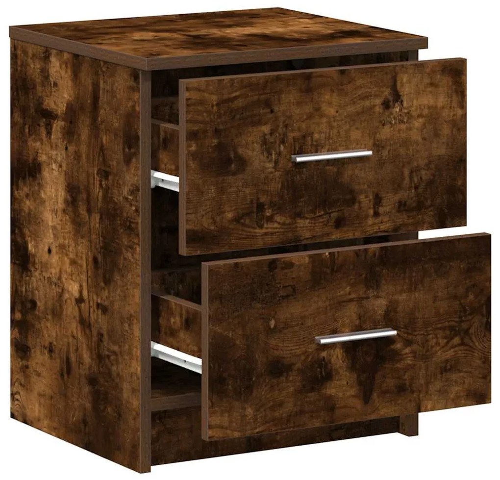 Mesa de cabeceira com 2 gavetas 40x36x50 cm carvalho fumado