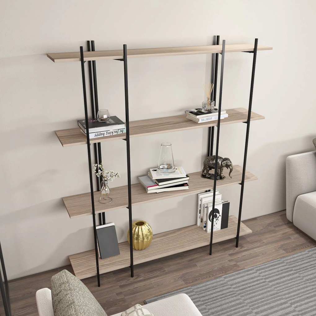 Estante Moss – Carvalho e Preto – 160x180x29,6 cm