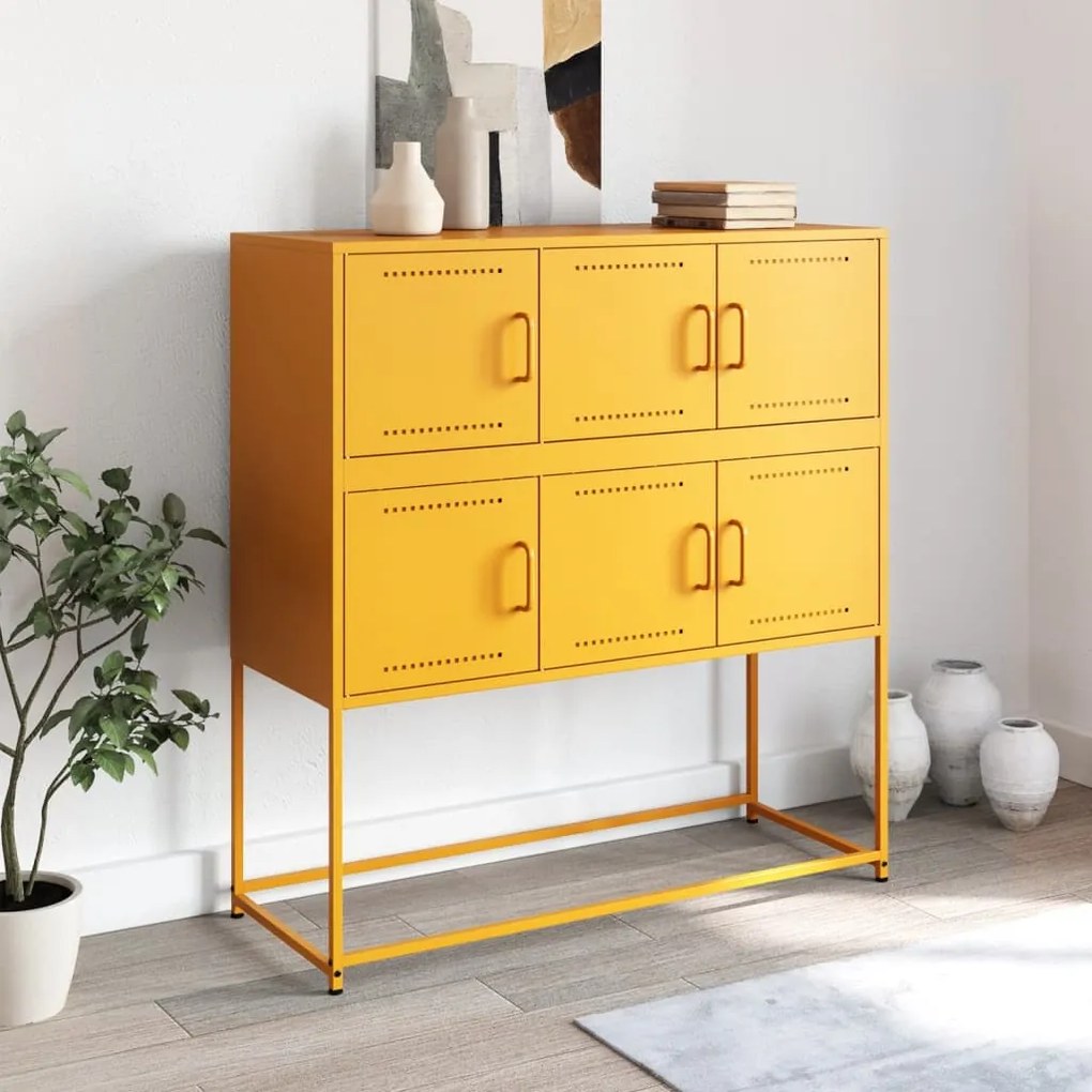 Aparador 100,5x39x107 cm aço amarelo mostarda