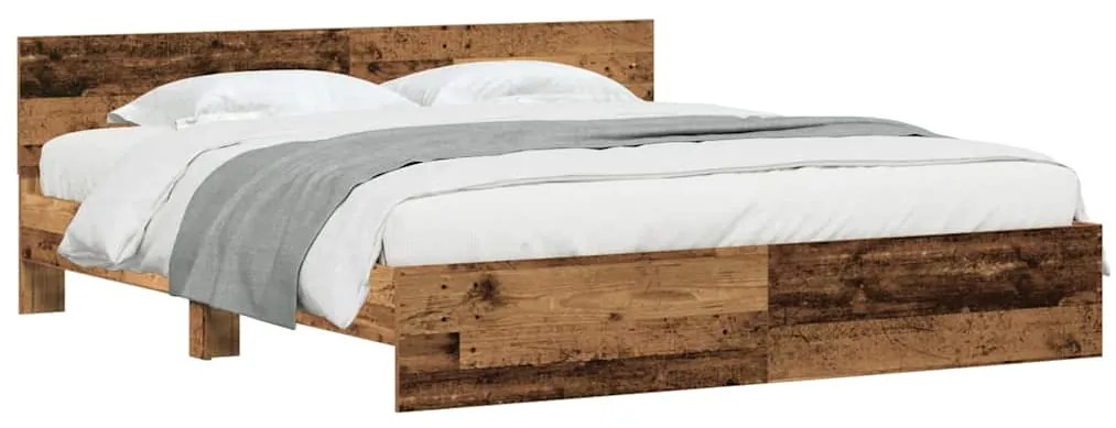 Cama com cabeceira - Madeira velha - 180 x 200 cm - Estrutura de madei