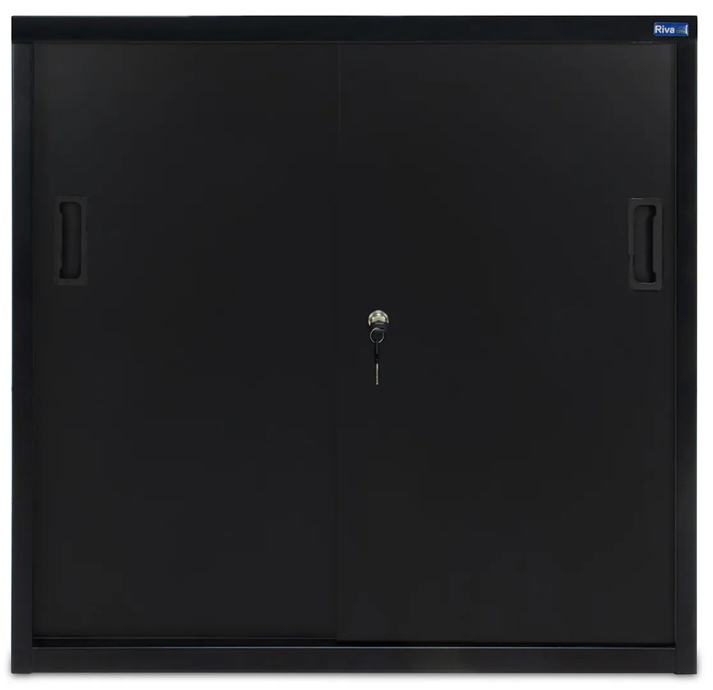 Armário de Escritório Metálico com Portas de Correr 800x800x420mm Preto